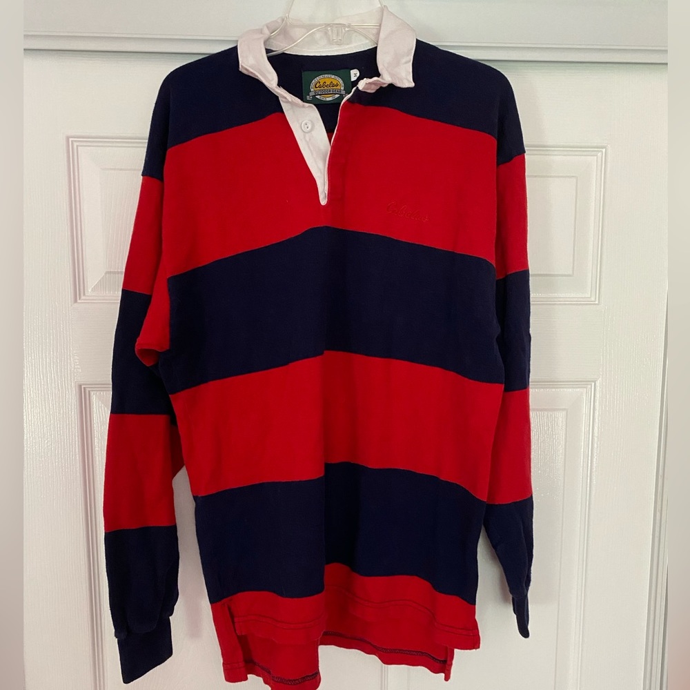Cabela’s Medium Red and Navy Rugby Shirt